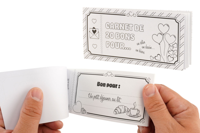 Carnet de 20 bons à colorier fête des parents - Albums et carnets à personnaliser - 10doigts.fr