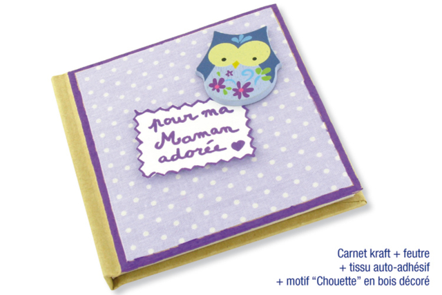 Carnet en carton déco tissu et chouette - Albums et carnets à personnaliser - 10doigts.fr