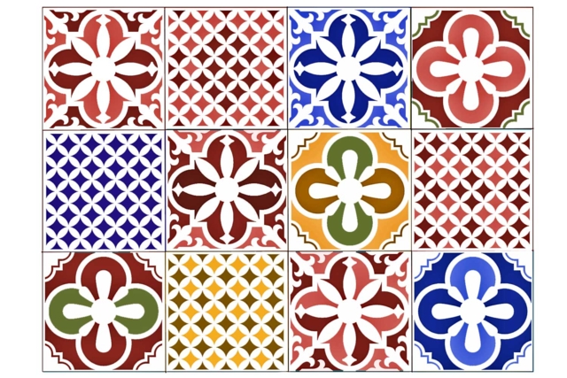 carreaux de ciment mosaiques - Pochoirs muraux : créez des frises et des décors personnalisés - 10doigts.fr