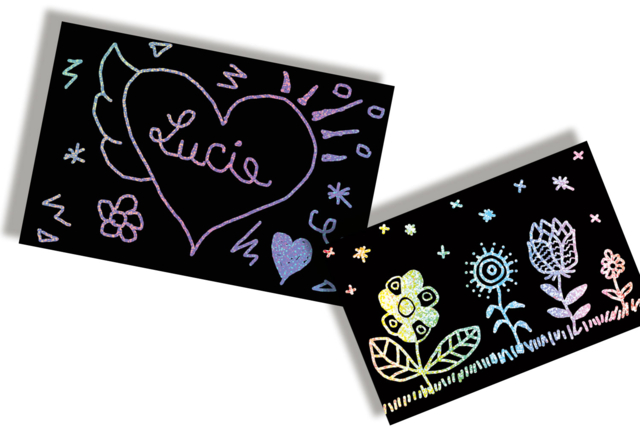 carte à gratter brillante paillettes - Cartes à gratter et à poinçonner : révélez votre créativité en relief - 10doigts.fr