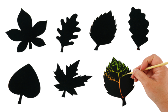 Carte a Gratter Feuille Automne - Kits créatifs d'automne : des activités clé en main pour les enfants - 10doigts.fr