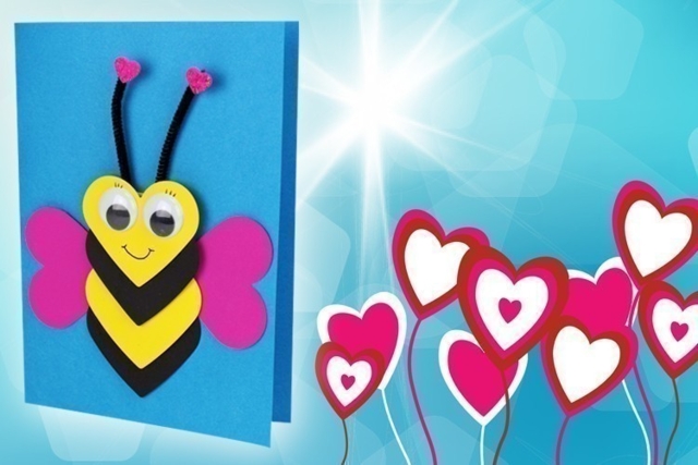 Carte abeille coeurs - Perforatrices fantaisies - 10doigts.fr