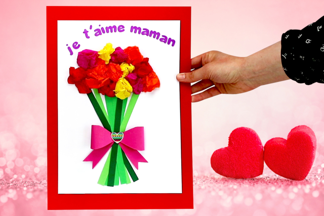 Carte bouquet de fleurs - Papiers Origami - 10doigts.fr