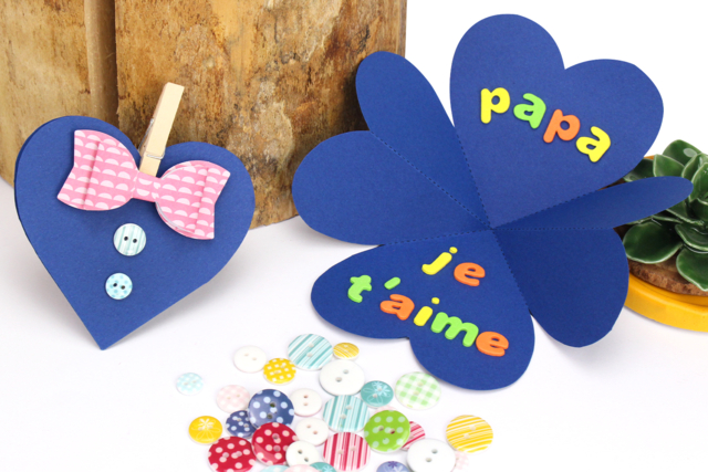 Carte chemise coeur - Pinces à linge en bois - 10doigts.fr