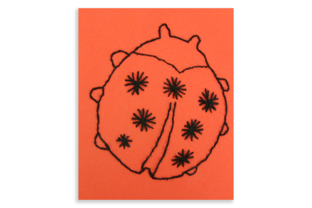 Carte Coccinelle à piquer et à broder - Papiers colorés - 10doigts.fr