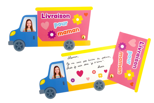 Carte fete maman Camion - Kits fête des parents - 10doigts.fr