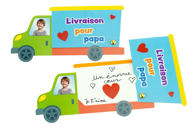 Carte fete papa Camion - Kits fête des parents - 10doigts.fr