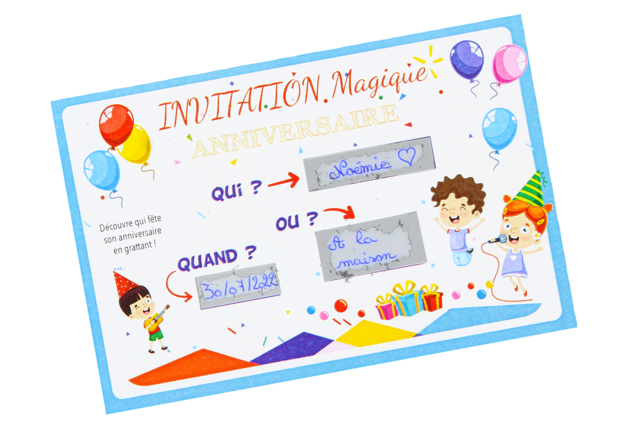 carte invitation film à gratter - Papier métallisé, pailleté - 10doigts.fr