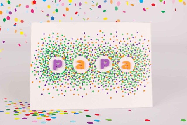 Carte PAPA confettis - Papiers colorés - 10doigts.fr