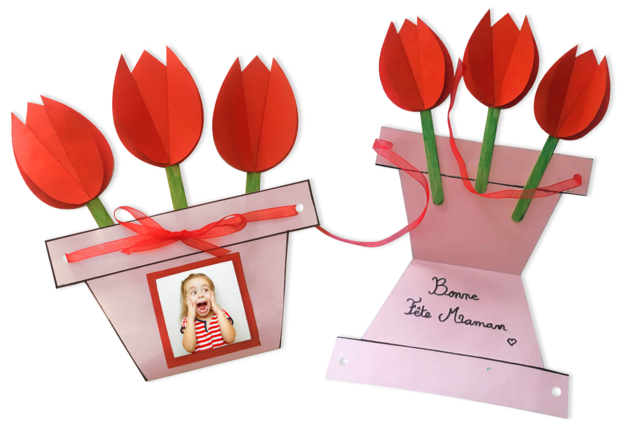 Carte pot de fleurs pour la fête des mères - Accessoires en bois - 10doigts.fr