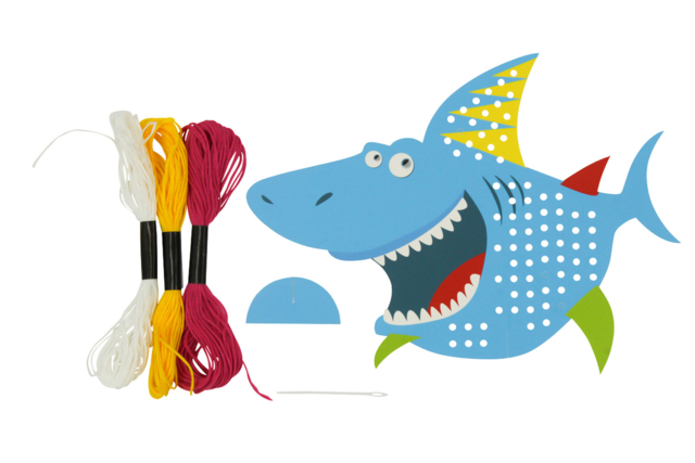 Carte Requin à tisser 5 x 2.5 cm - Kits Mercerie - 10doigts.fr