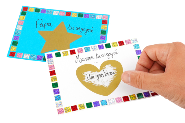 carte surprise message à gratter - Gommettes à colorier et à gratter pour des activités créatives originales - 10doigts.fr