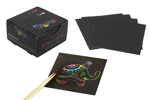 cartes à gratter multicolore maxi lot - Cartes à gratter et à poinçonner : révélez votre créativité en relief - 10doigts.fr