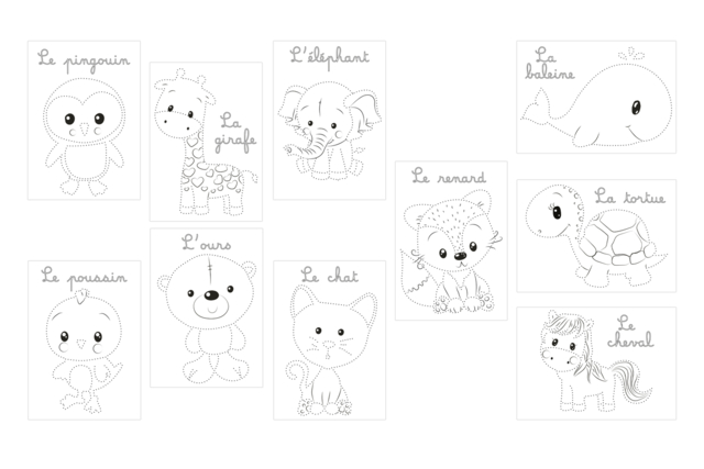 cartes de coloriage animaux - Cartes à gratter et à poinçonner : révélez votre créativité en relief - 10doigts.fr