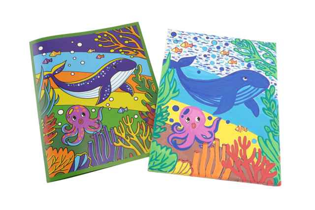 Cartons entoilés, thème animaux de la mer - Peinture aux numéros : découvrez l'art du tableau numéroté pour tous - 10doigts.fr