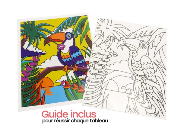 cartons toilés 5 motifs - Peinture aux numéros : découvrez l'art du tableau numéroté pour tous - 10doigts.fr