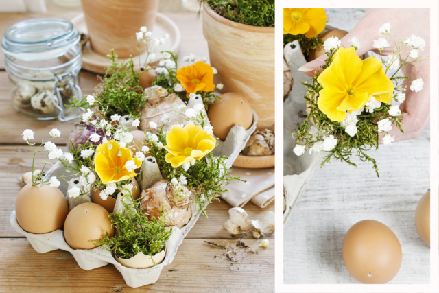 Centre de table de Pâques - Fleurs et végétaux pour l’Art Floral : La nature à l'honneur - 10doigts.fr