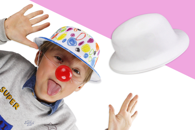 chapeau melon blanc carnaval - Couronnes et Chapeaux pour Carnaval : Loisirs Créatifs pour Enfants - 10doigts.fr