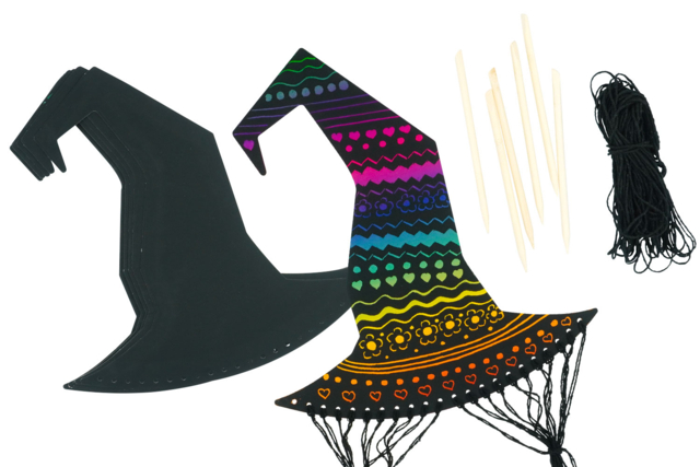 chapeaux de sorcière carte à gratter - Kits créatifs Halloween - 10doigts.fr