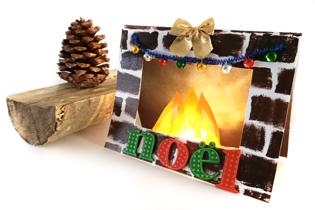 Cheminée de Noël - Déco en bois peint - 10doigts.fr