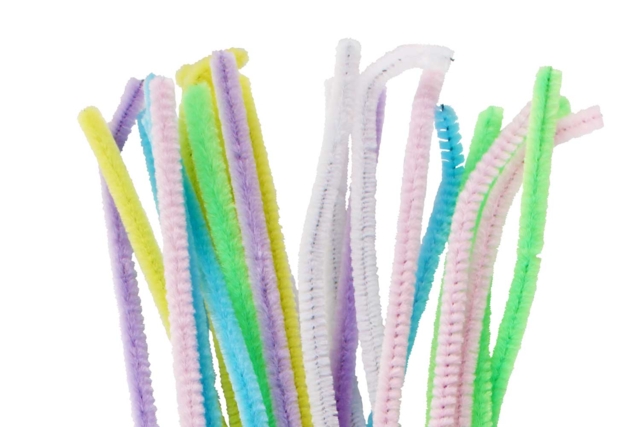 Chenilles couleurs pastel - Set de 24 - Chenilles, cure-pipe - 10doigts.fr