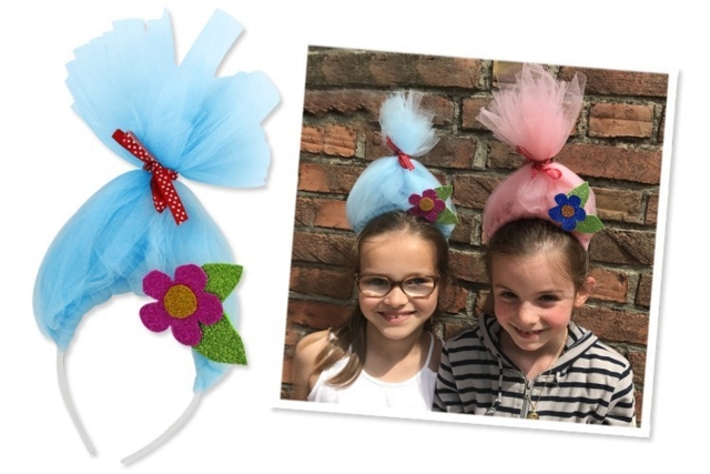 Cheveux de Trolls avec un serre-tête - Caoutchouc Mousse - 10doigts.fr