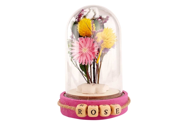 cloche composition florale - Boule à neige, Cloche - 10doigts.fr