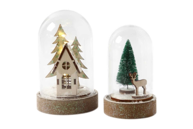 cloche plastique avec sapin - Boule à neige, Cloche - 10doigts.fr