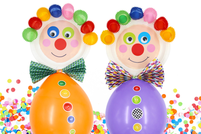 Clown géant avec un ballon - Vaisselle jetable et réutilisable - 10doigts.fr