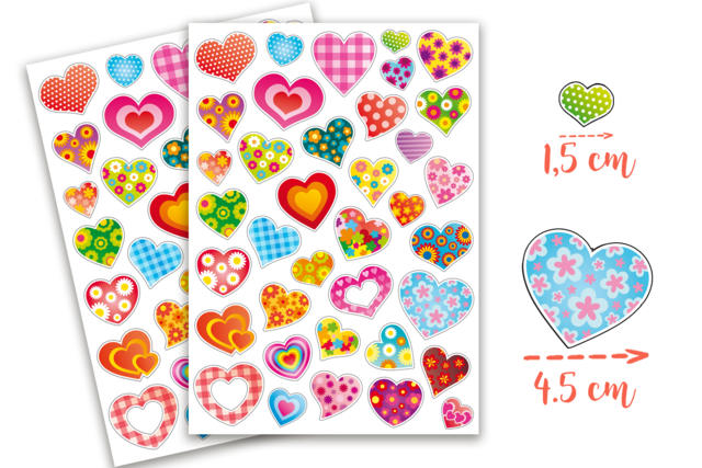 coeurs à motifs stickers - Gommettes cœur : des cœurs adhésifs pour vos activités créatives - 10doigts.fr