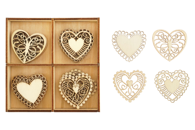 coeurs en bois - Décorations en bois brut : tranches et bois naturel déco - 10doigts.fr