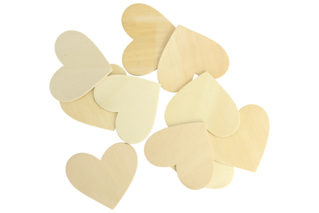 coeurs en bois 7 cm - Décorations en bois brut : tranches et bois naturel déco - 10doigts.fr