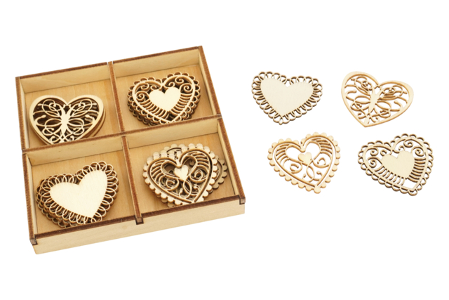 coeurs en bois scrapbooking - Décorations en bois brut : tranches et bois naturel déco - 10doigts.fr