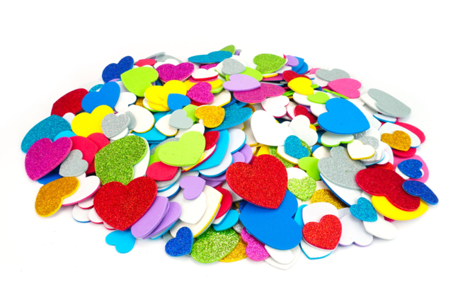 COEURS EN CAOUTCHOUC MOUSSE - Décorations coeurs pour des créations pleines d'amour - 10doigts.fr