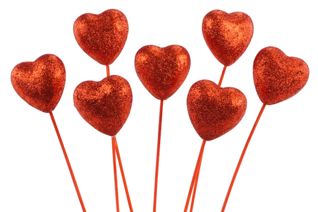 coeurs pailletés sur tiges - Décorations coeurs pour des créations pleines d'amour - 10doigts.fr