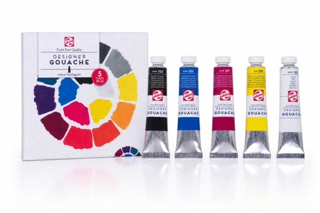 Coffret gouache extra-fine - 5 x 20 ml - Gouache fine artiste : des couleurs opaques et lumineuses - 10doigts.fr