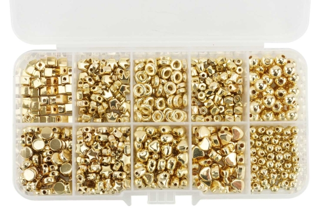 Coffret perles dorées - Perles Métallisées, Irisées - 10doigts.fr