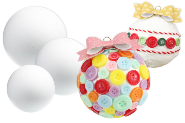 Collage de boutons sur boules en polystyrène - Boutons fantaisie et décoratifs pour tous vos DIY - 10doigts.fr