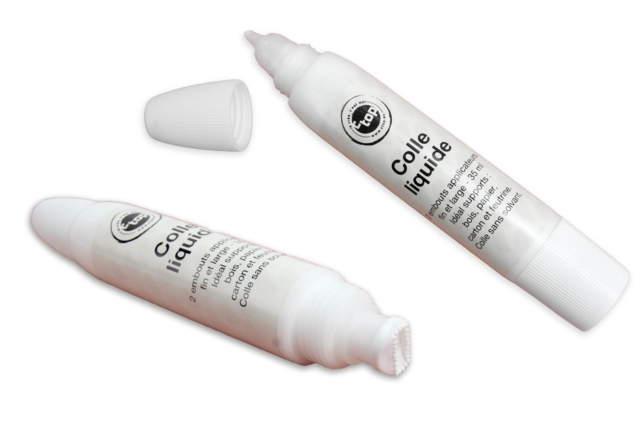 colle 2 embouts - Colles scolaires : bâton, blanche, gel et colle forte - 10doigts.fr