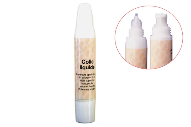 Colle blanche avec double applicateur - Sans Solvants - Colles scolaires : bâton, blanche, gel et colle forte - 10doigts.fr