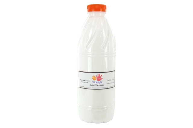 Colle blanche vinylique 1 litre - Colles scolaires : bâton, blanche, gel et colle forte - 10doigts.fr