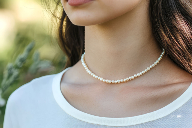 collier avec perles de nacre - Perles Nacrées - 10doigts.fr