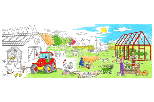coloriage la ferme - Supports de coloriages originaux pour enfants - 10doigts.fr
