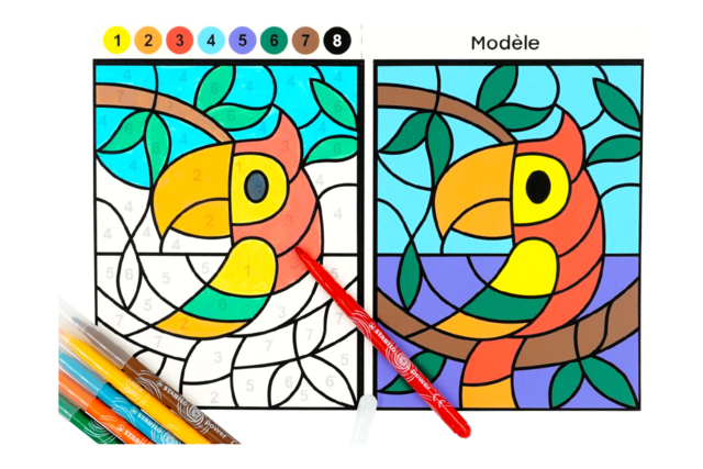 Coloriages aux numéros - Thème Animaux de la Jungle - Coloriage - 10doigts.fr