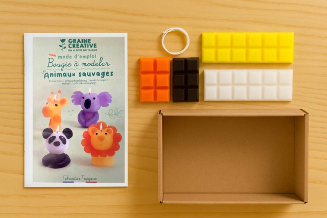 contenu Kit bougies à modeler animaux - Cires pour bougies - 10doigts.fr