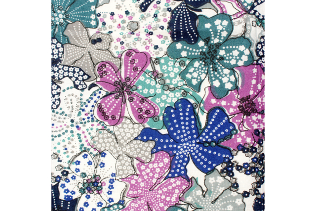 couon tissu fleurs bleues et violettes - Coupons de tissus - 10doigts.fr