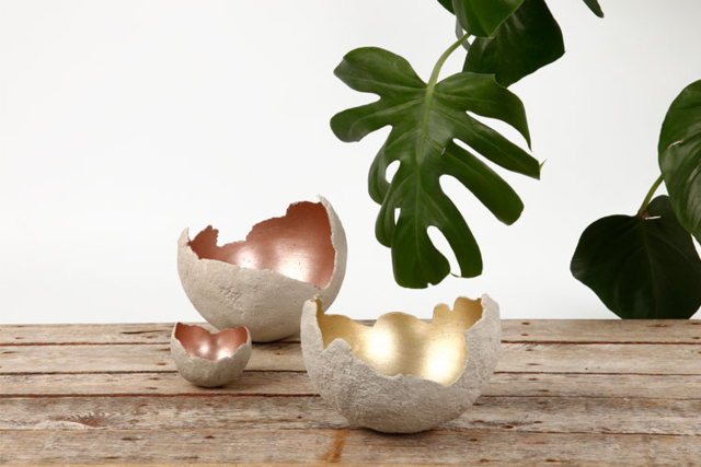 coupelles béton et dorure - Béton créatif - Modelage et moulage - 10doigts.fr