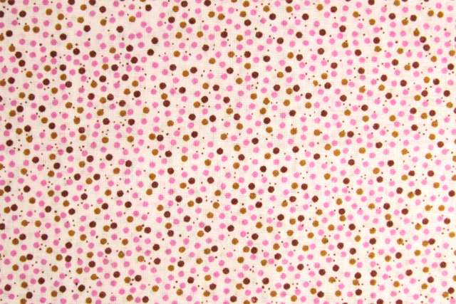 Coupon de tissu en coton imprimé (43 x 53 cm) - Pois rose et marron - Coupons de tissus - 10doigts.fr