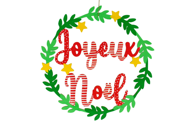 Couronne ajourée en bois Joyeux Noël - Couronnes de Noël - 10doigts.fr