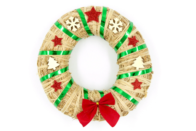 Couronne de Noël en raphia - Stickers mousse : donnez du volume à vos créations - 10doigts.fr
